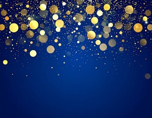 Golden Bokeh on Blue Background Abstract Sparkle Design, Bokeh, Gold