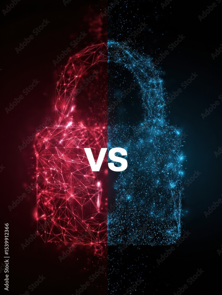 Poster Comparison of Secure and Insecure Websites Showing Digital Locks in Contrasting Colors Representing Safety and Risk