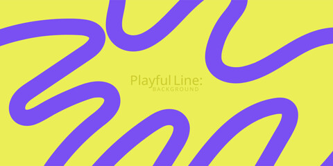 Abstract playful minimal background with wavy line. Poster with organic curvy curly stripe.