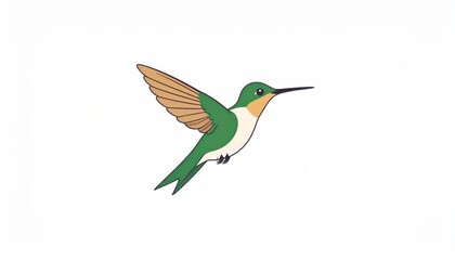Green Hummingbird in Flight Illustration, bird, avian