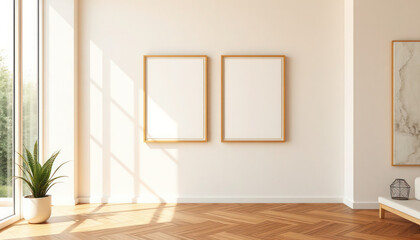 Modern Minimalist Interior Design Mockup Frames and Sunlit Room