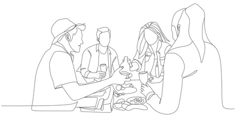 Friends Toasting Wine – Minimalist Continuous‑Line Vector Illustration