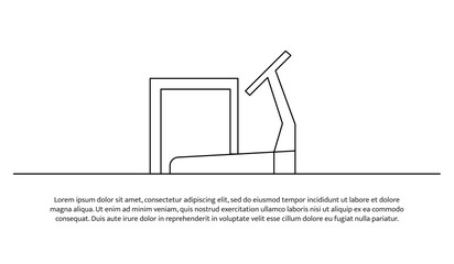 One line treadmill running. Abstract minimal continuous line.