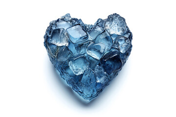 Heart Shaped Ice Isolated on White Background