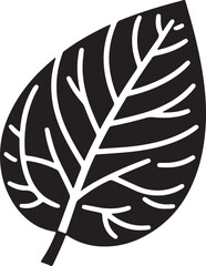 Obraz premium Vector art of black leaf with detailed veins isolated on white background