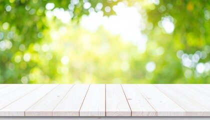 White Wooden Tabletop with Green Bokeh Background, Spring, Nature , Bokeh, Spring Background