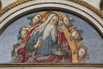 Naklejka premium Santa Maria del Popolo basilica, Rome, Italy. Fresco in basso della Rovere chapel