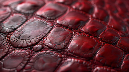 Deep burgundy alligator leather with realistic scales and semi-gloss finish.
