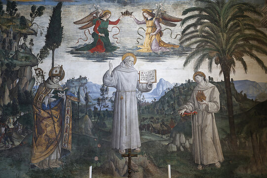 Santa Maria in Aracoeli basilica, Rome, Italy. San Bernardino of Siena chapel. Fresco