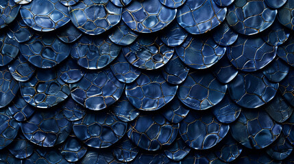 Deep navy blue alligator pattern leather with structured scales and shine.