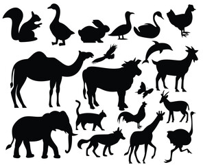 Animals Silhouette Big Set. animal set. wildlife silhouettes
