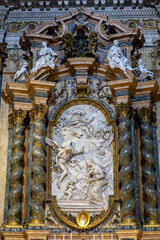 Saint Ignatius of Loyola church, Rome, Italy. Marble Annunciation altarpiece by Filippo Della Valle, 18th century