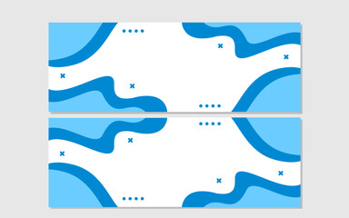 Two blue abstract banners with wavy designs.