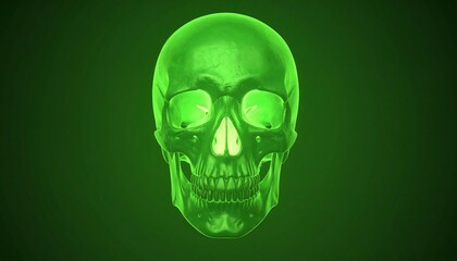 Fototapeta premium Glowing Green Human Skull.
