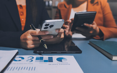 Business Documents, Auditor businesswoman checking searching document legal prepare paperwork or...