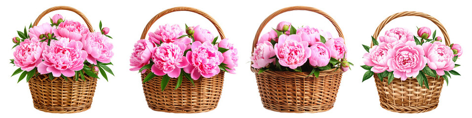 Obraz premium Charming baskets of pink roses perfect for decoration or gifting.