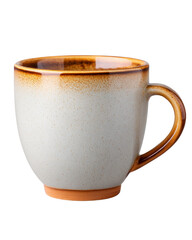 Stylish Beige and Brown Ceramic Mug for Coffee or Tea Perfect for Morning Drinks isolated on transparent background