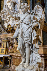 Saint Ignatius of Loyola church, Rome, Italy. Saint Luigi Gonzaga marble altarpiece angel