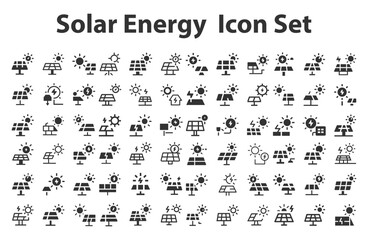 Solar Energy Icon Set.svg. sketches, logo illustrations, web symbols, outline style pictograms package isolated on white background. Vector graphics. stock illustration...