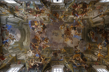 Saint Ignatius of Loyola church, Rome, Italy. Ceiling frescoes. Glory of Saint Ignatius