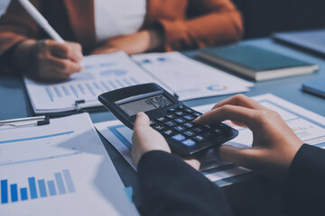 Business Documents, Auditor businesswoman checking searching document legal prepare paperwork or...