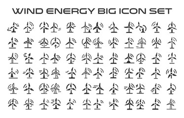 Wind Energy Big Icon Set.svg. sketches, logo illustrations, web symbols, outline style pictograms package isolated on white background. Vector graphics. stock illustration...