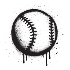 Graffiti Style Baseball Icon with Black Spray Paint and Drips. Street Art Illustration. © kadiran