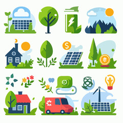 Fototapeta premium Editable Icons of Green Power – Vector Pack for Eco Projects