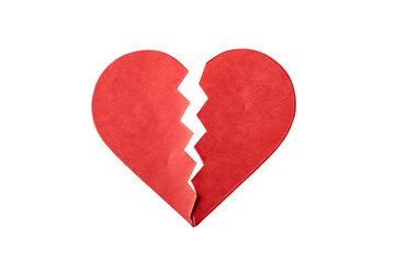 Broken red heart shape isolated on transparent background
