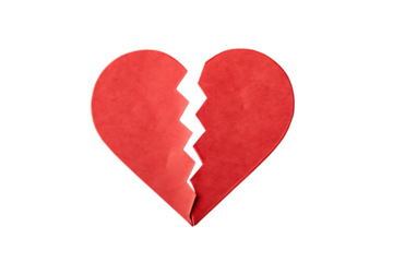 Broken red heart shape isolated on transparent background