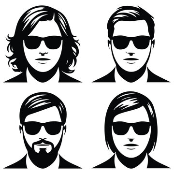 Hairstyle icons for men women vector isolated white background