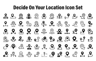 Decide on your location Icon Set.svg. sketches, logo illustrations, web symbols, outline style pictograms package isolated on white background. Vector graphics. stock illustration...