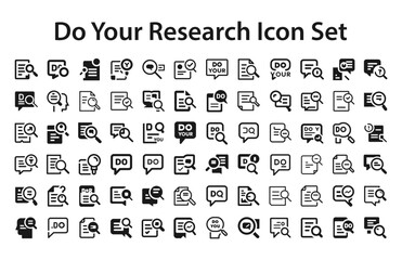 Do your research Icon Set.svg. sketches, logo illustrations, web symbols, outline style pictograms package isolated on white background. Vector graphics. stock illustration...