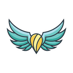 Obraz premium Flat and Minimal Angel Wings vector illustration