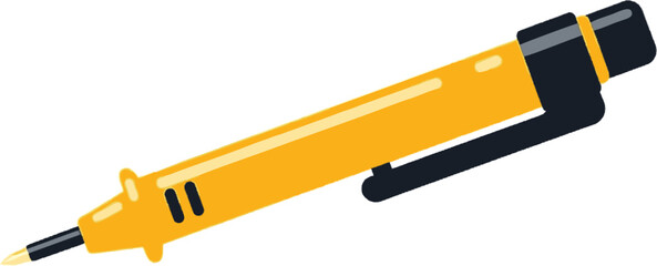 Vibrant Yellow Pen with Dark Accents