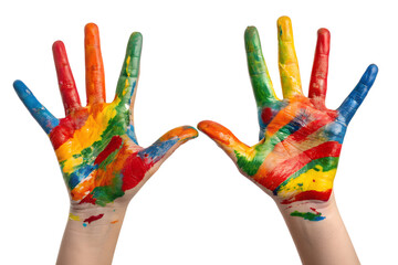 Fototapeta premium Colorful Paint Hands, Child's Hands, Creative Art