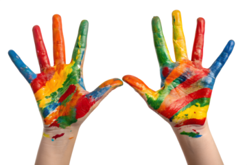 Colorful Paint Hands, Child's Hands, Creative Art