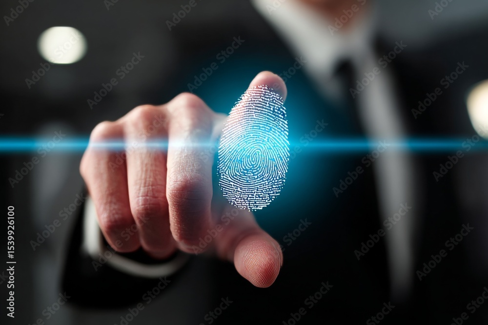 Poster futuristic fingerprint authentication technology for secure online applications on touch interfaces
