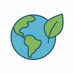 Obraz premium An eco-friendly icon featuring the Earth with a leaf, symbolizing environmental protection, sustainability, and ecology.