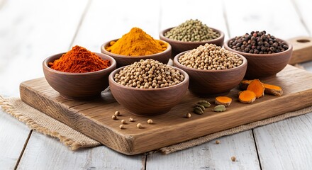 Vibrant Aromatic Spices Collection Turmeric, Coriander, Chili, Cumin & More