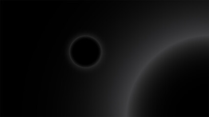 Ethereal black spheres in a gradient dark space, abstract cosmic scene