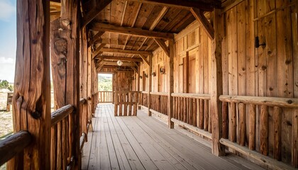 Fototapeta premium Wooden Ranch Porch with Sunny Day.