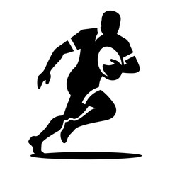 "Powerful Rugby Sport Pictogram: Silhouette Vector Icon Capturing a Player’s Fierce Tackle in Action on the Field"