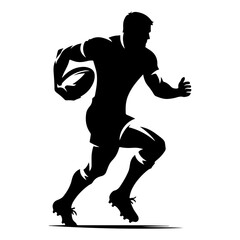 "Rugby Sport Silhouette Pictogram Vector Icon of a Player in a Tackle Pose – A Dynamic Symbol of Strength and Teamwork in Motion"