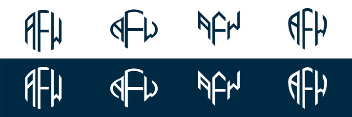 AFW letter logo set design