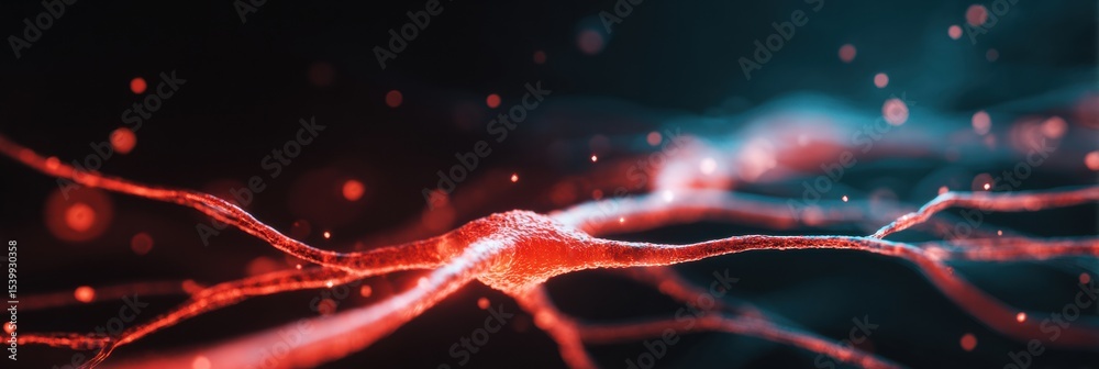 Poster Glowing Red Nervous System Highlighting Stress Response Against a Calming Gradient Space