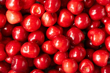 red cherries background