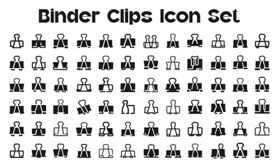 Binder Clips Icon Set.svg.  sketches, logo illustrations, web symbols, outline style pictograms package isolated on white background. Vector graphics. stock illustration...