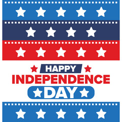 Independence Day in United States of America. The Fourth of July. Happy national holiday, celebrated annual in July 4. American flag. Country freedom day. Patriotic event design. Vector poster