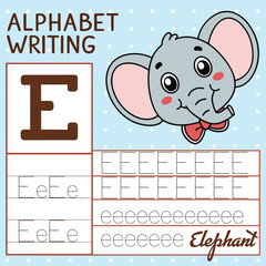 Alphabet Tracing Worksheet Featuring a Cute Elephant
